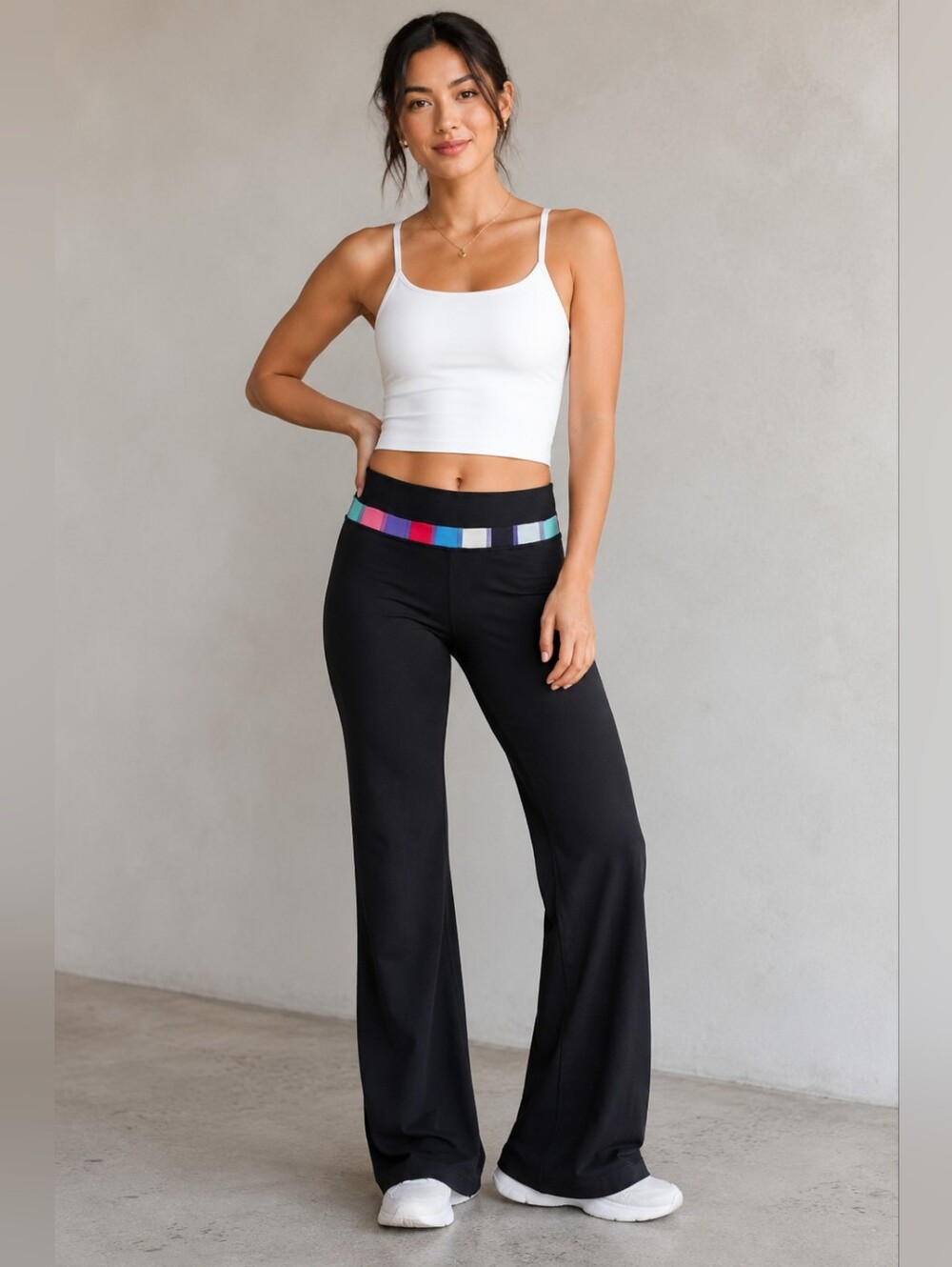Lululemon Groove Pant Regular Black Flare Pants with Colour Block Waistband